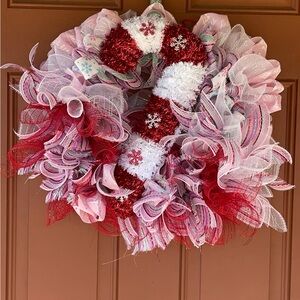Festive Red and White Holiday Wreath